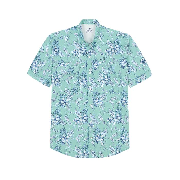 Izod SUNSHIELD PERFORMANCE SHORT SLEEVE PRINTED SHIRT - WASABI