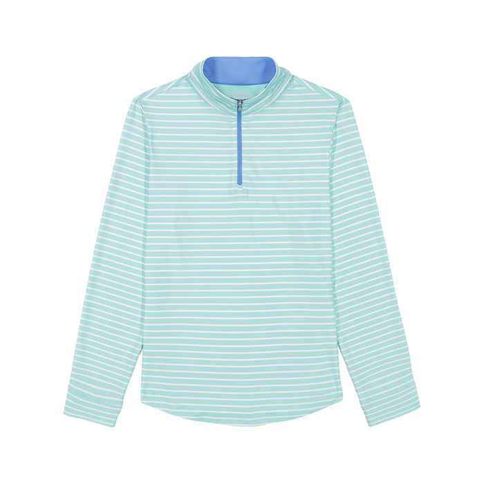 Izod ZABRINA PERFORMANCE STRETCH LONG SLEEVE STRIPED ZIP PULLOVER - ICE GREEN