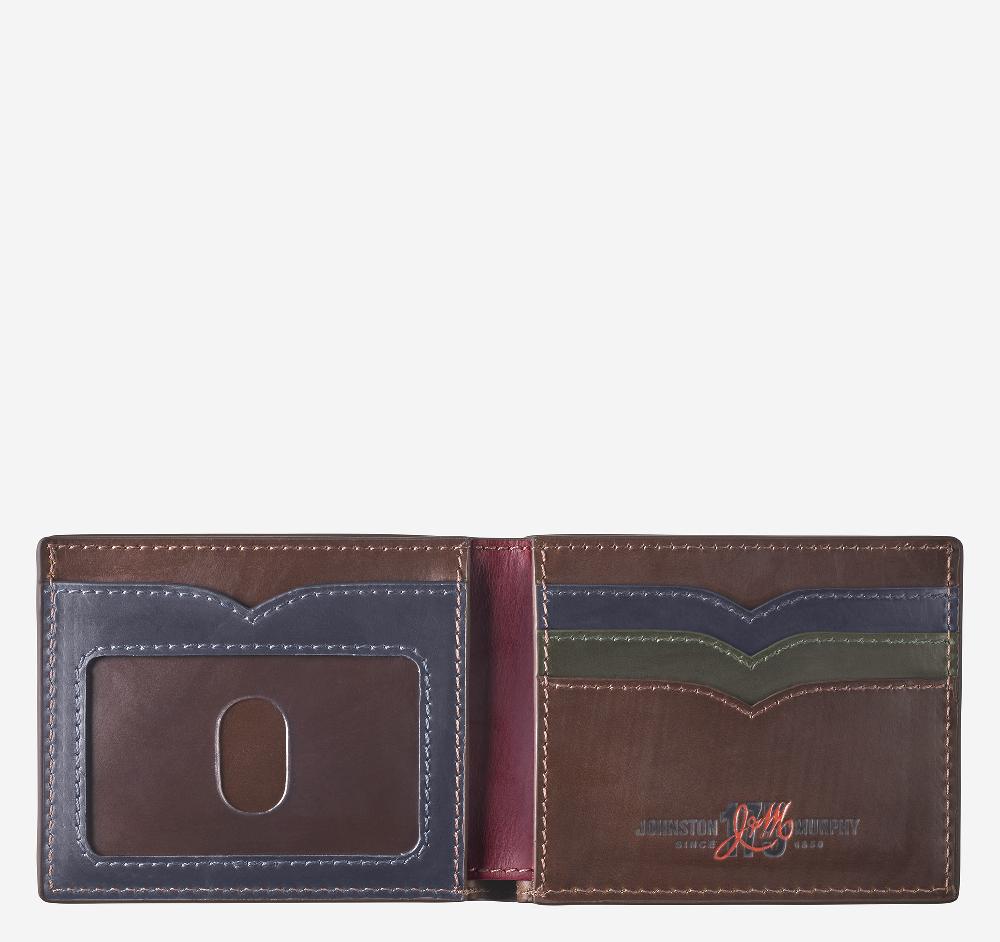 Johnston & Murphy 175th Anniversary Colorblocked Billfold Wallet Brown Multi