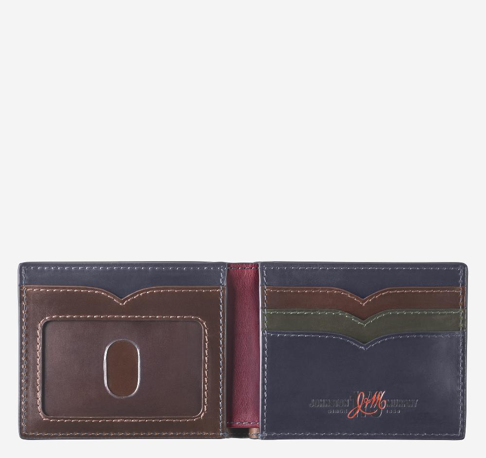 Johnston & Murphy 175th Anniversary Colorblocked Billfold Wallet Navy Multi