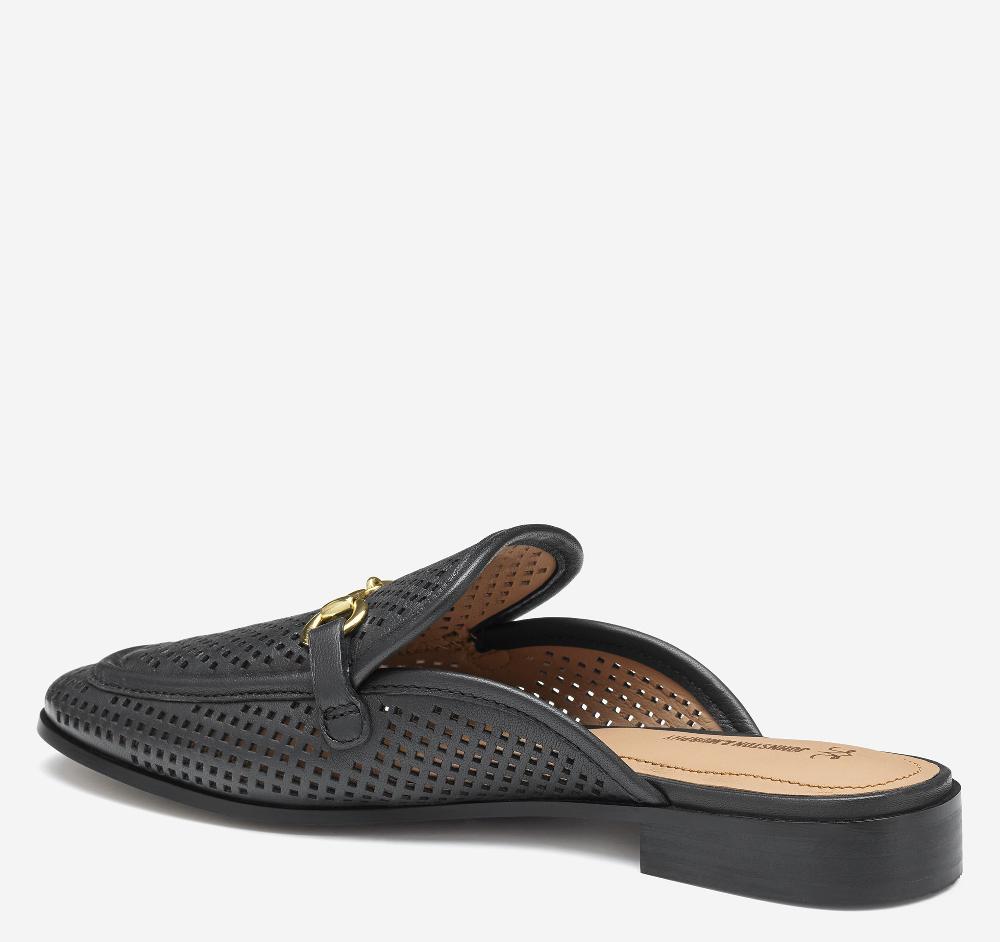Johnston & Murphy Ali Perfed Bit Mule Black Glove Leather