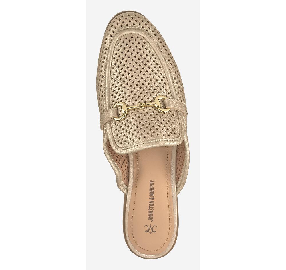 Johnston & Murphy Ali Perfed Bit Mule Sand Pearl Glove Leather