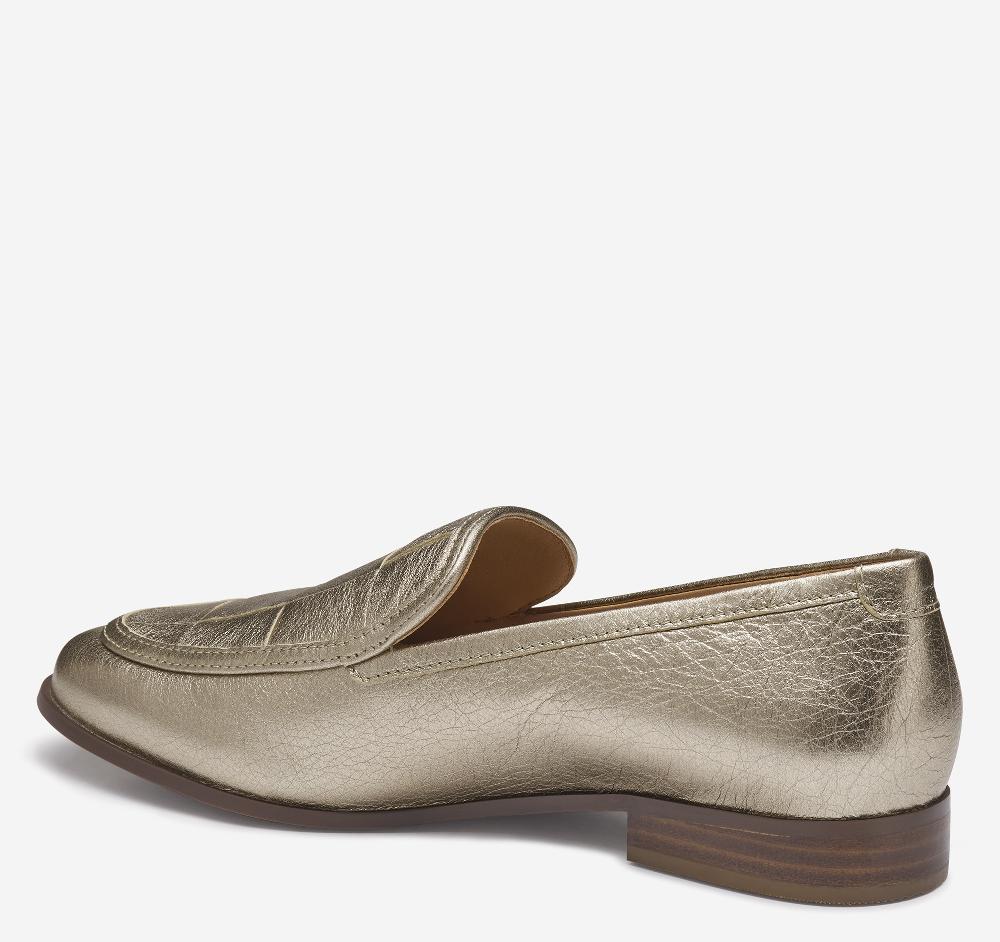 Johnston & Murphy Ali Woven Loafer Gold Italian Metallic Sheepskin