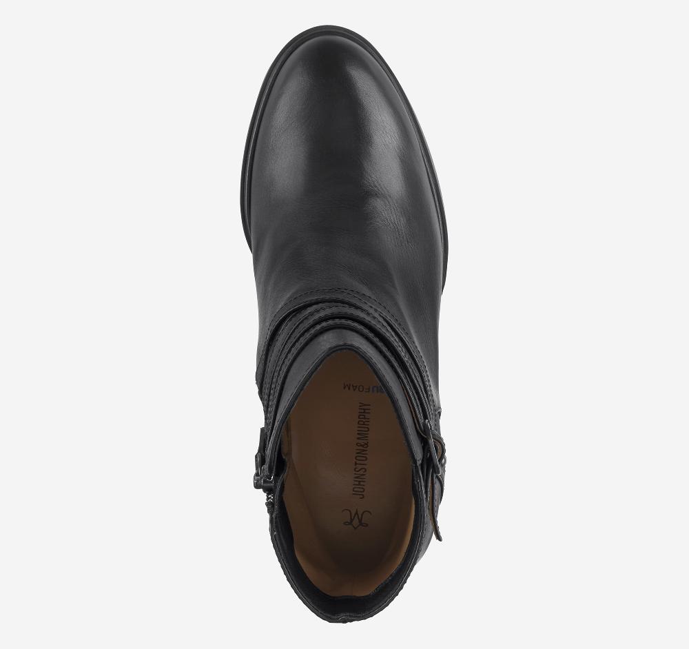 Johnston & Murphy Amy Belted Bootie Black Nappa Leather