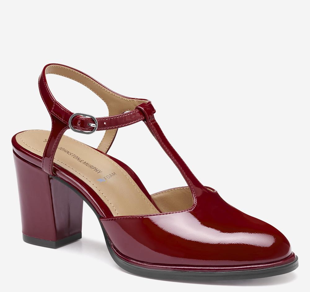 Johnston & Murphy Amy T-Strap Pump Red Patent Leather