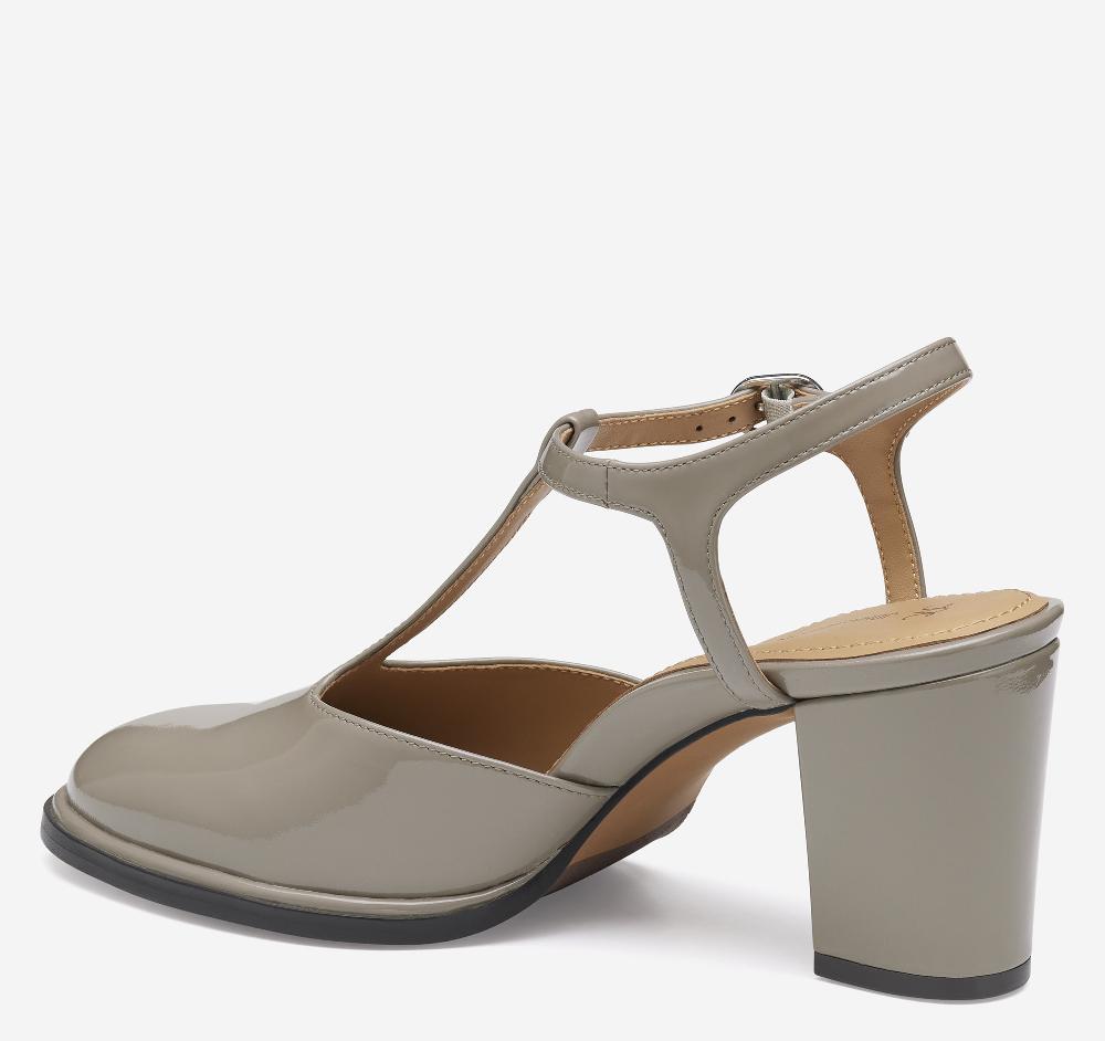 Johnston & Murphy Amy T-Strap Pump Taupe Patent Leather