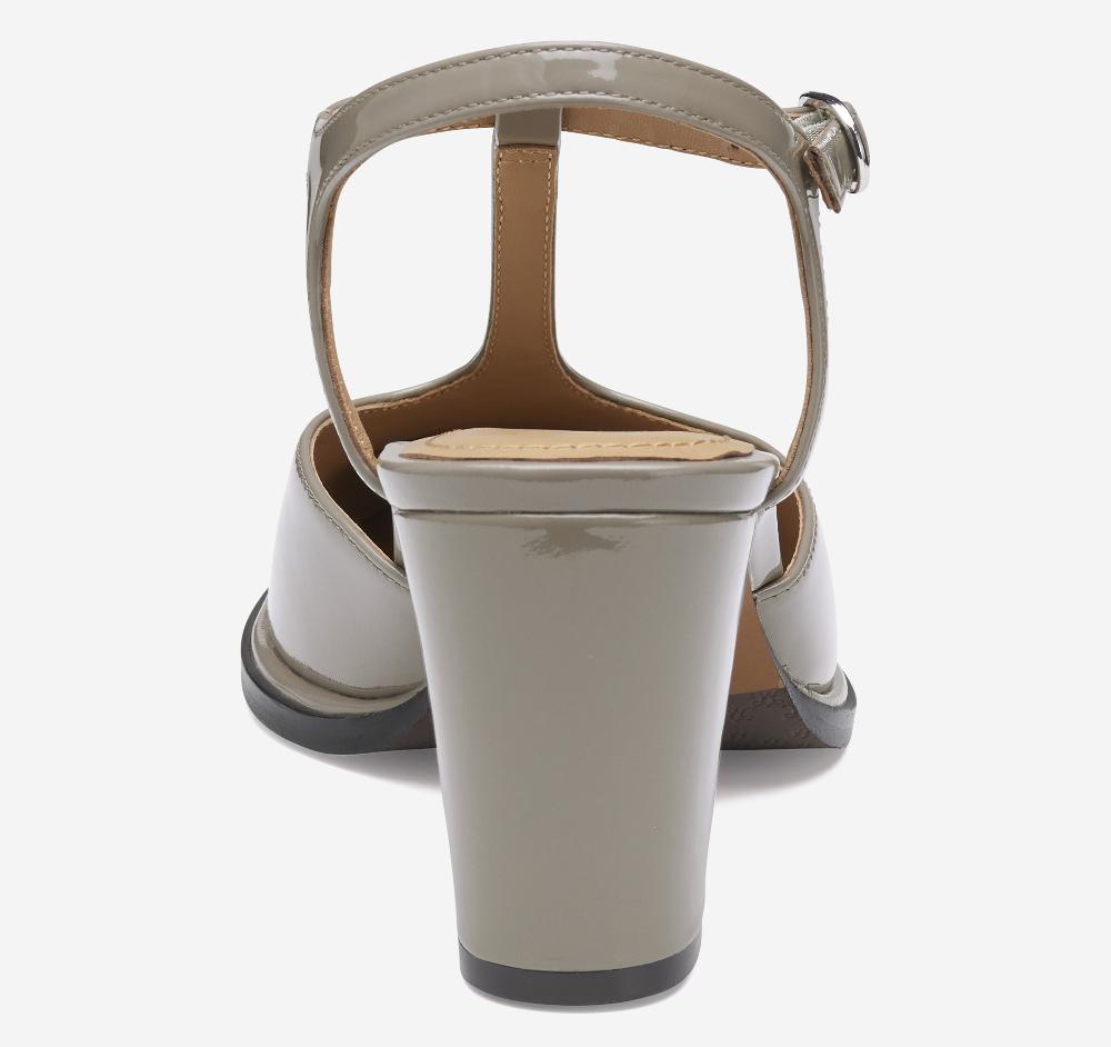 Johnston & Murphy Amy T-Strap Pump Taupe Patent Leather