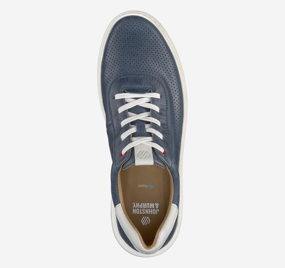 Johnston & Murphy Anders Perfed U-Throat Navy Full Grain