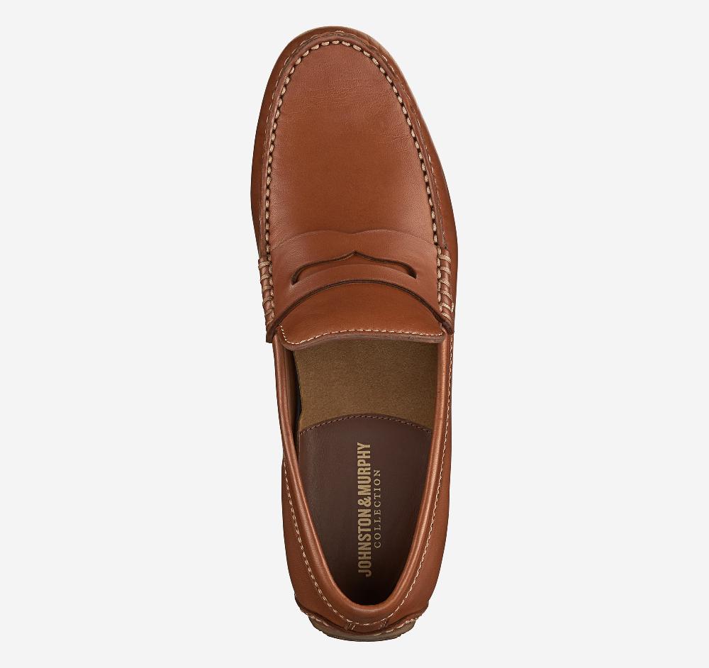 Johnston & Murphy Baldwin Driver Penny Loafer Cognac Sheepskin