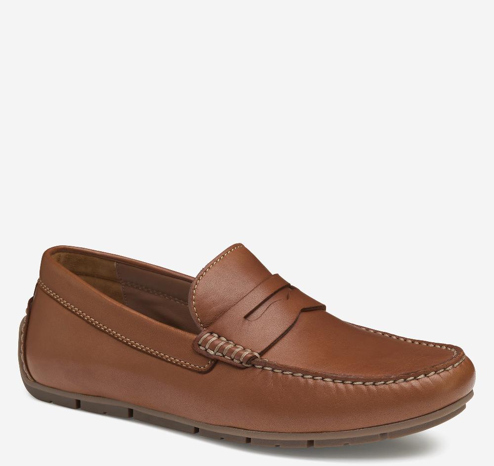 Johnston & Murphy Baldwin Driver Penny Loafer Cognac Sheepskin