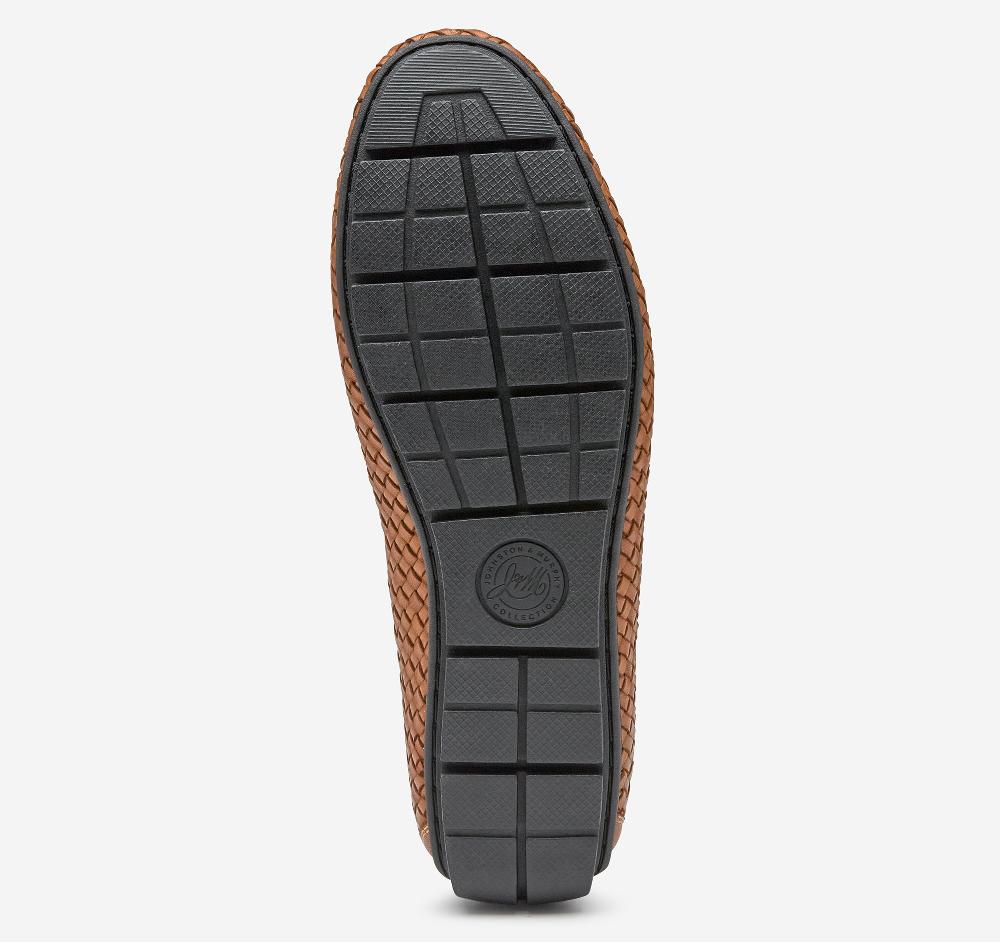 Johnston & Murphy Baldwin Driver Woven Slip-On Loafer Tan Sheepskin