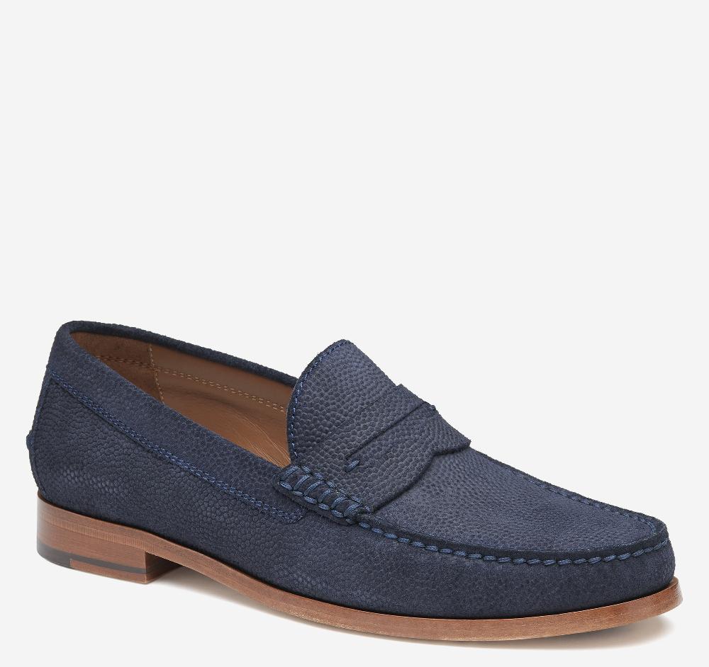 Johnston & Murphy Baldwin Penny Loafer Navy English Suede