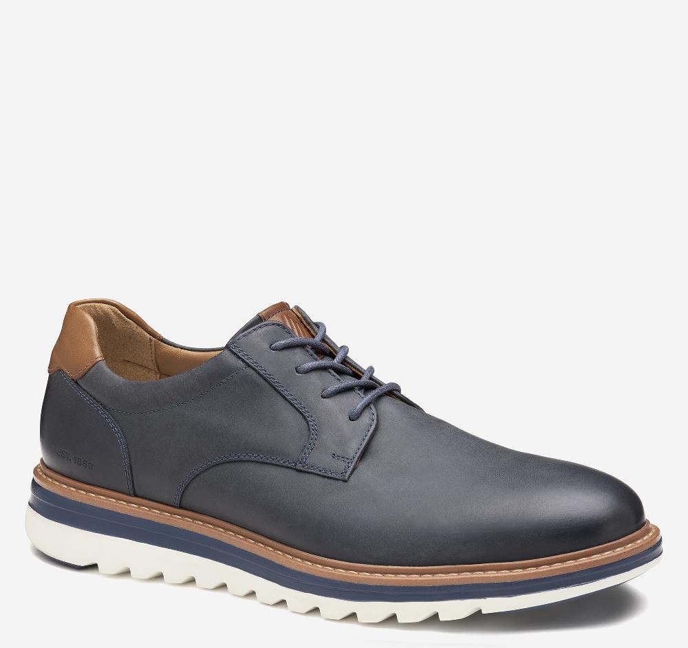 Johnston & Murphy Braxton Plain Toe Navy Oiled Full Grain