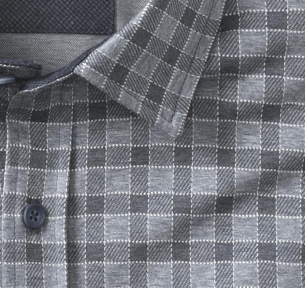 Johnston & Murphy Button-Front Knit Shirt Navy Gingham