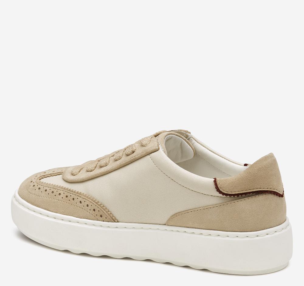 Johnston & Murphy Cammie T-Toe Lace-Up Bone Glove Leather/Sand Suede