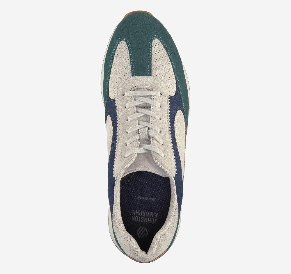 Johnston & Murphy Chase Perfed T-Toe Green/Beige/Navy Suede