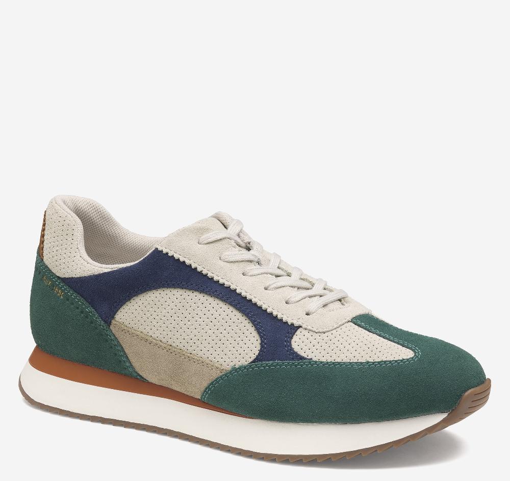 Johnston & Murphy Chase Perfed T-Toe Green/Beige/Navy Suede