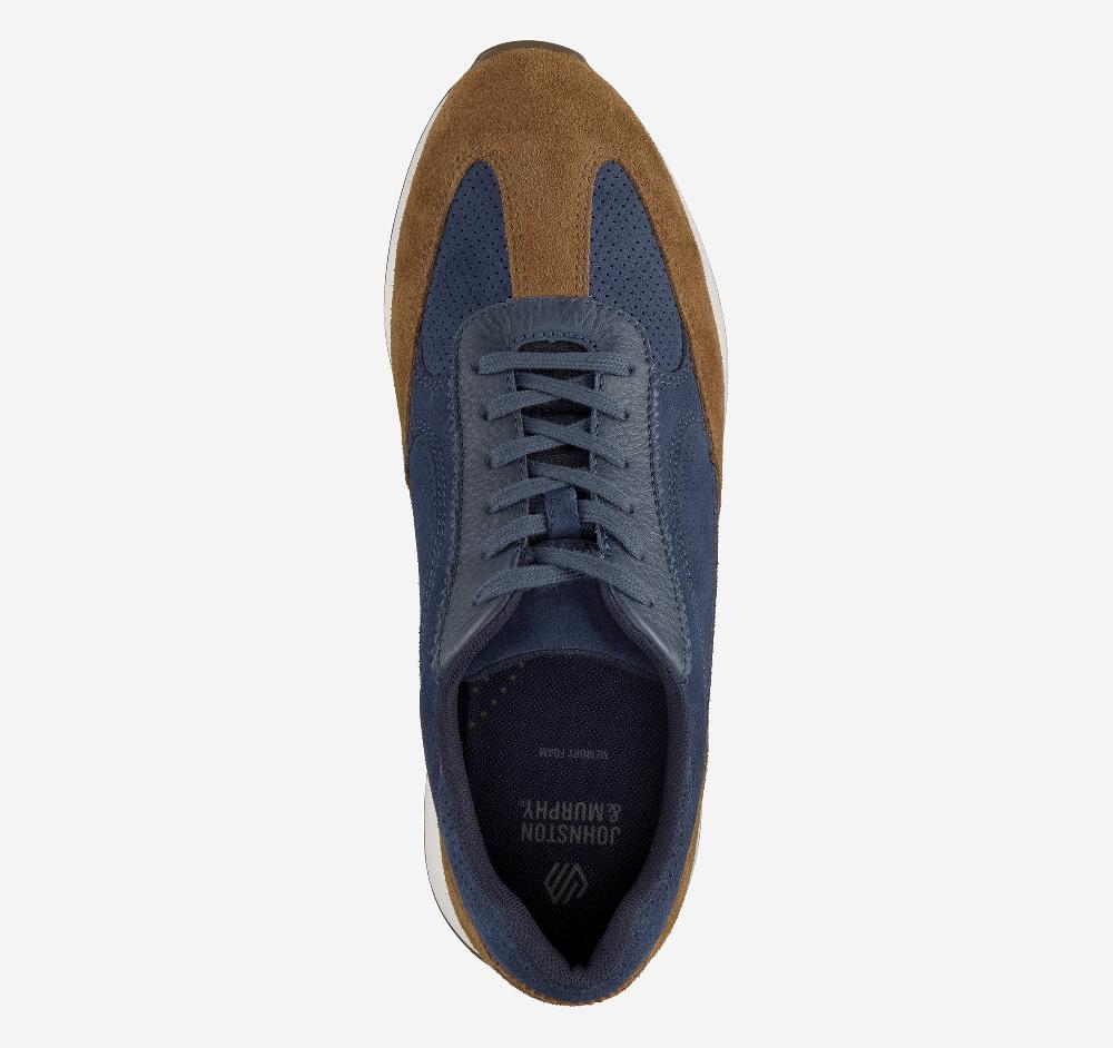 Johnston & Murphy Chase Perfed T-Toe Navy Suede/Snuff Oiled Suede