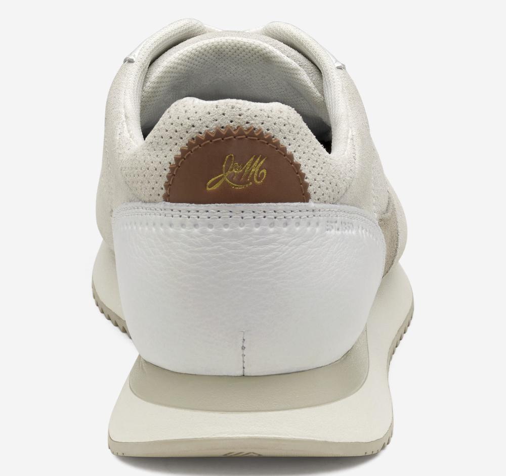 Johnston & Murphy Chase Perfed T-Toe White Suede/Full Grain Leather