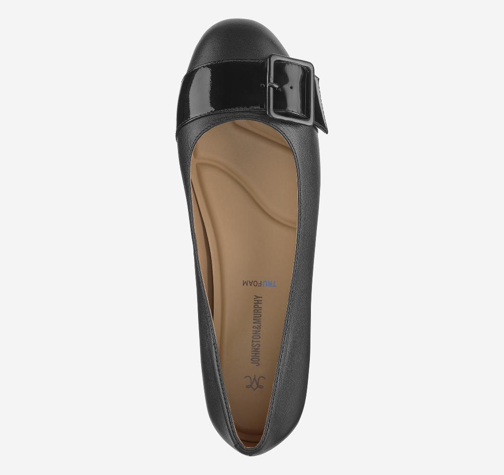 Johnston & Murphy Claire Belted Flat Black Glove Leather/Patent