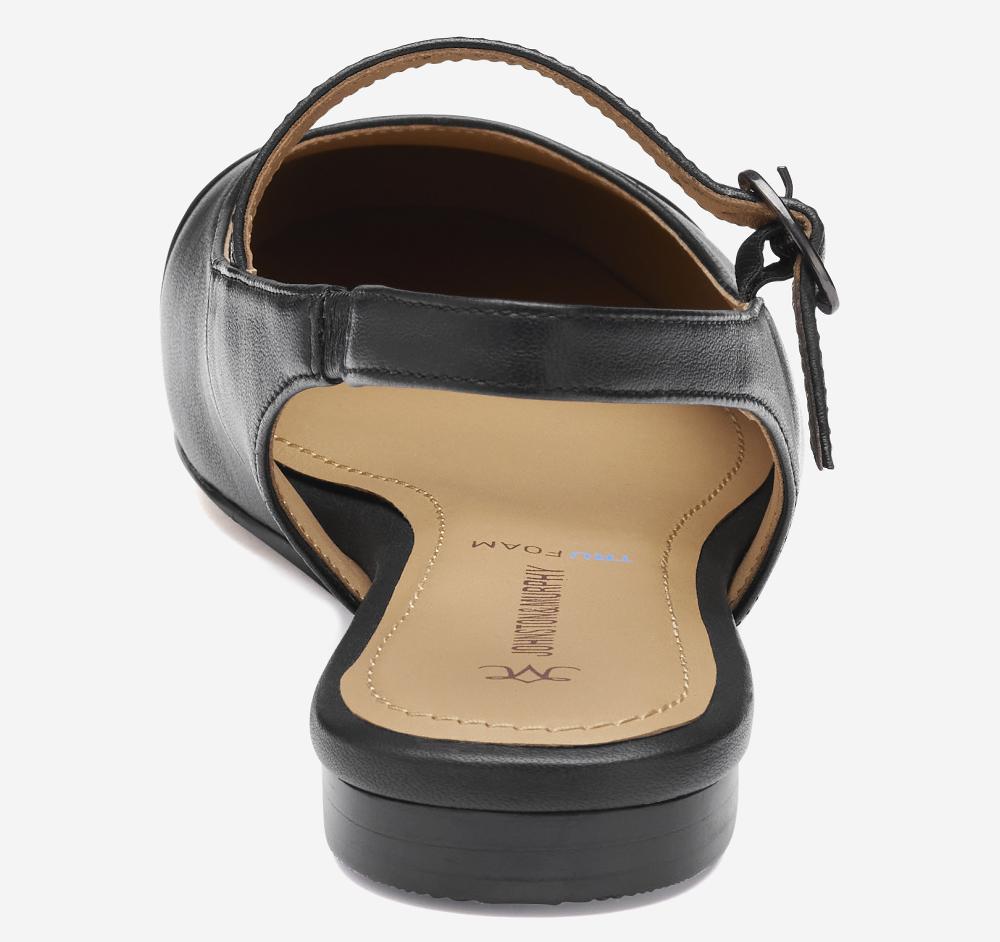 Johnston & Murphy Claire Mary Jane Slingback Black Glove Leather/Patent Leather