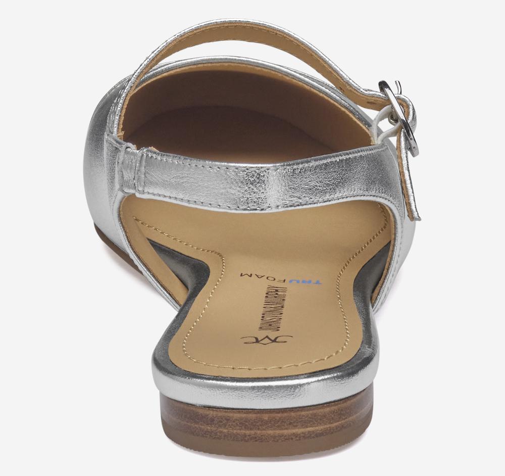 Johnston & Murphy Claire Mary Jane Slingback Silver/Gold Metallic Sheepskin