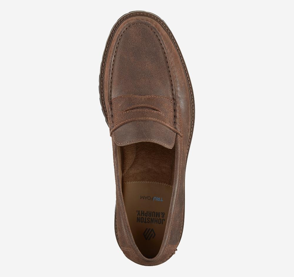 Johnston & Murphy Collier Penny Loafer Brown Bomber Leather