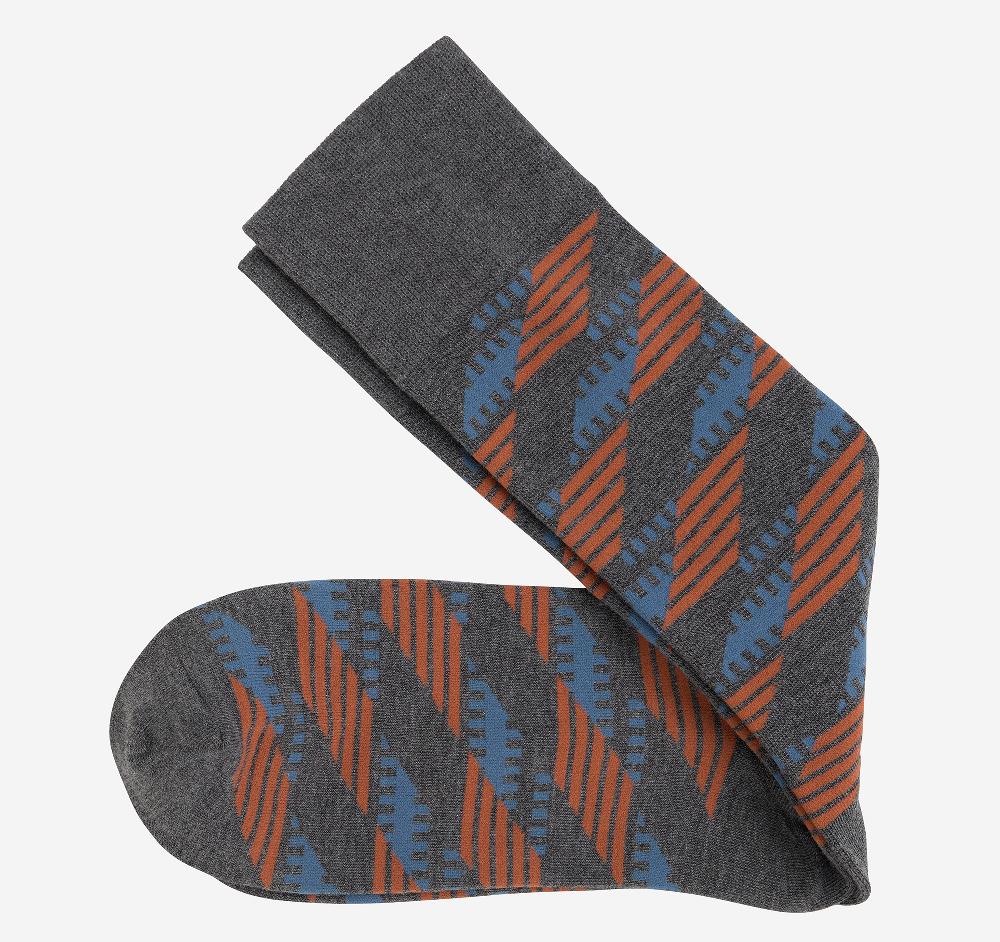 Johnston & Murphy Cool Moon Tech Socks Gray Multi Geo Multi Stripes