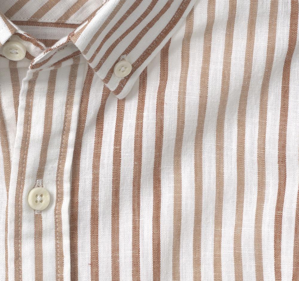 Johnston & Murphy Cotton-Linen Short-Sleeve Print Shirt Rust Striped