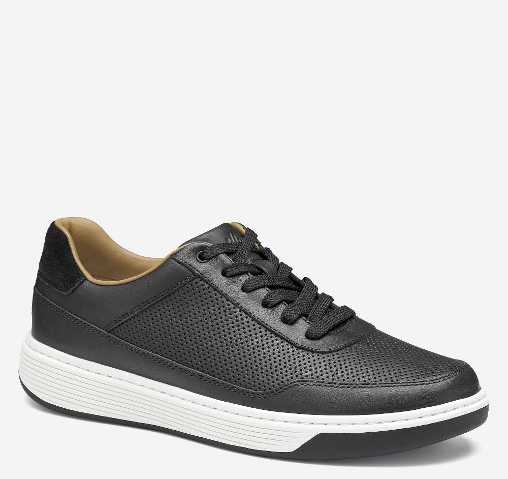 Johnston & Murphy Dawson Perfed U-Throat Black Full Grain