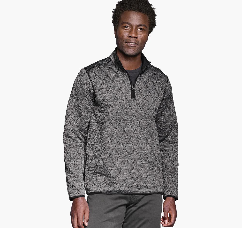 Johnston & Murphy Diamond Quilt Quarter-Zip Charcoal Heather
