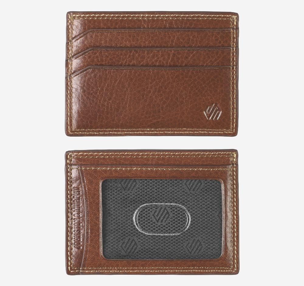 Johnston & Murphy Double Contrast Stitch Weekender Card Wallet Tan