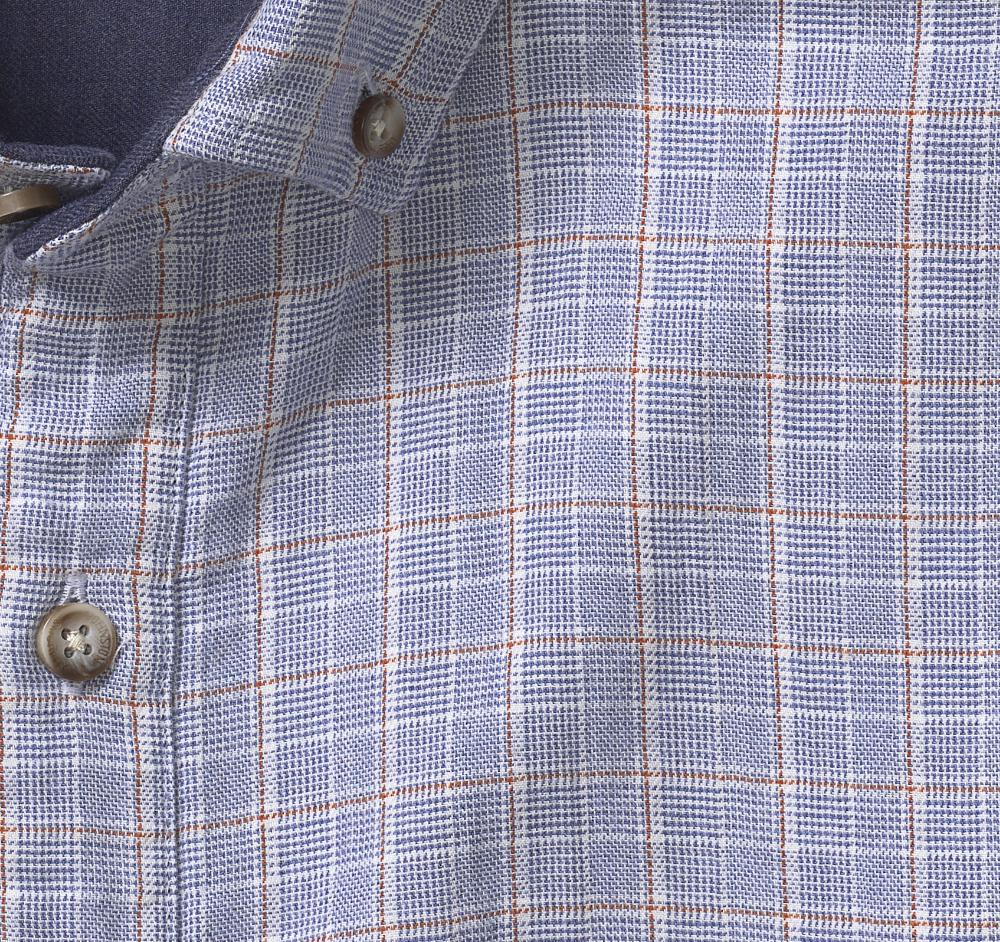 Johnston & Murphy Double-Layer Long-Sleeve Shirt Blue Glen Plaid