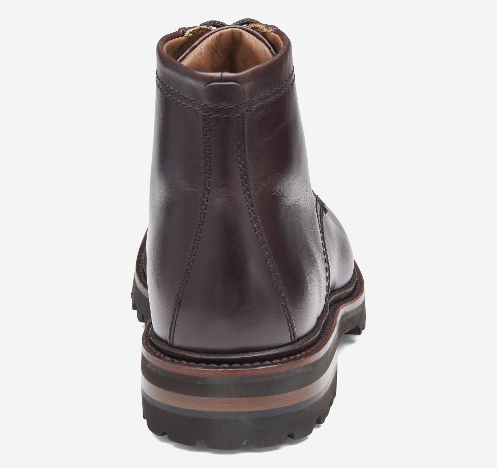 Johnston & Murphy Dudley Lug Plain Toe Boot Dark Brown Full Grain
