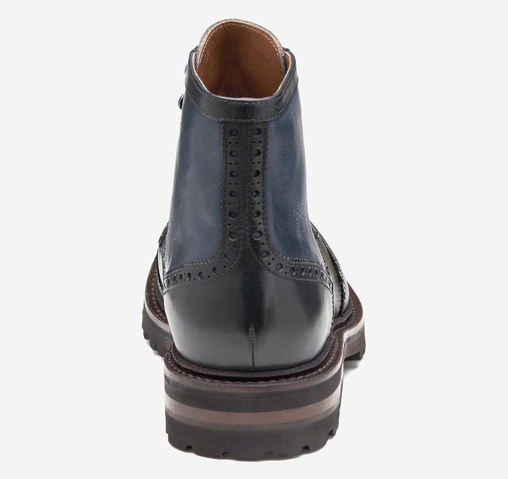 Johnston & Murphy Dudley Lug Wingtip Boot Navy Multi Hand-Stained Calfskin