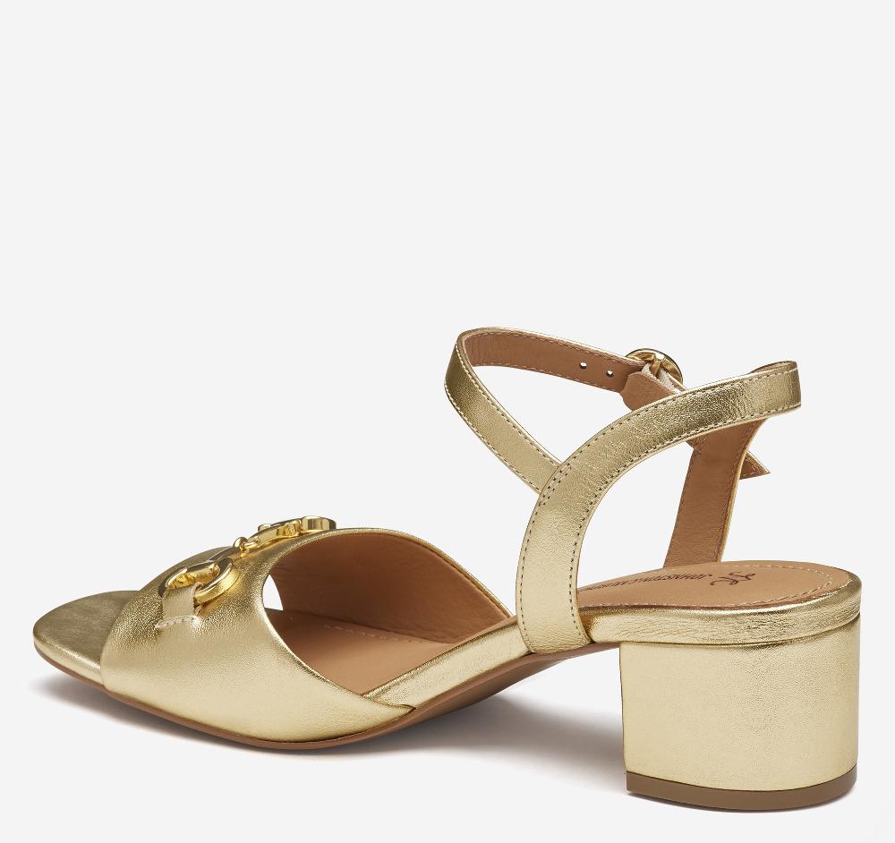 Johnston & Murphy Edith Bit Sandal Gold Metallic Sheepskin