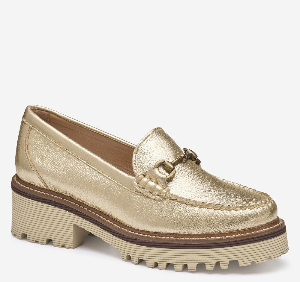 Johnston & Murphy Emmalynn Bit Loafer Gold Metallic Calfskin
