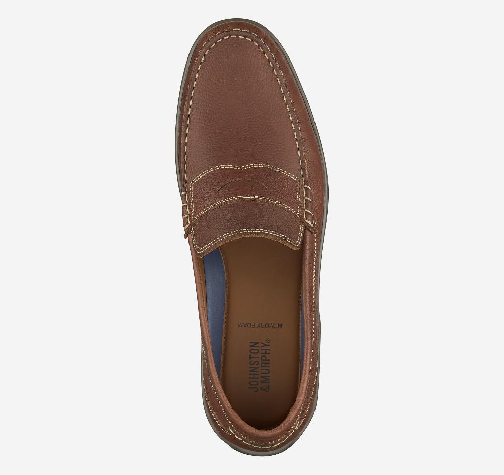 Johnston & Murphy Emmett Penny Loafer Dark Tan Full Grain