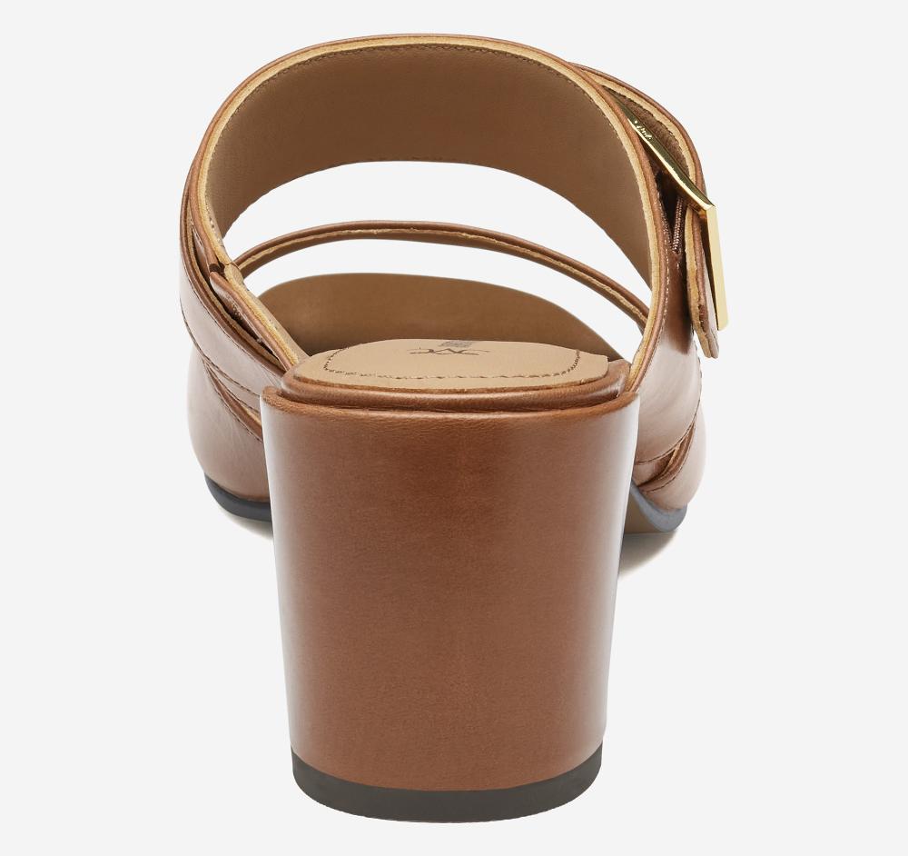 Johnston & Murphy Everly Buckle Slide Cognac Calfskin