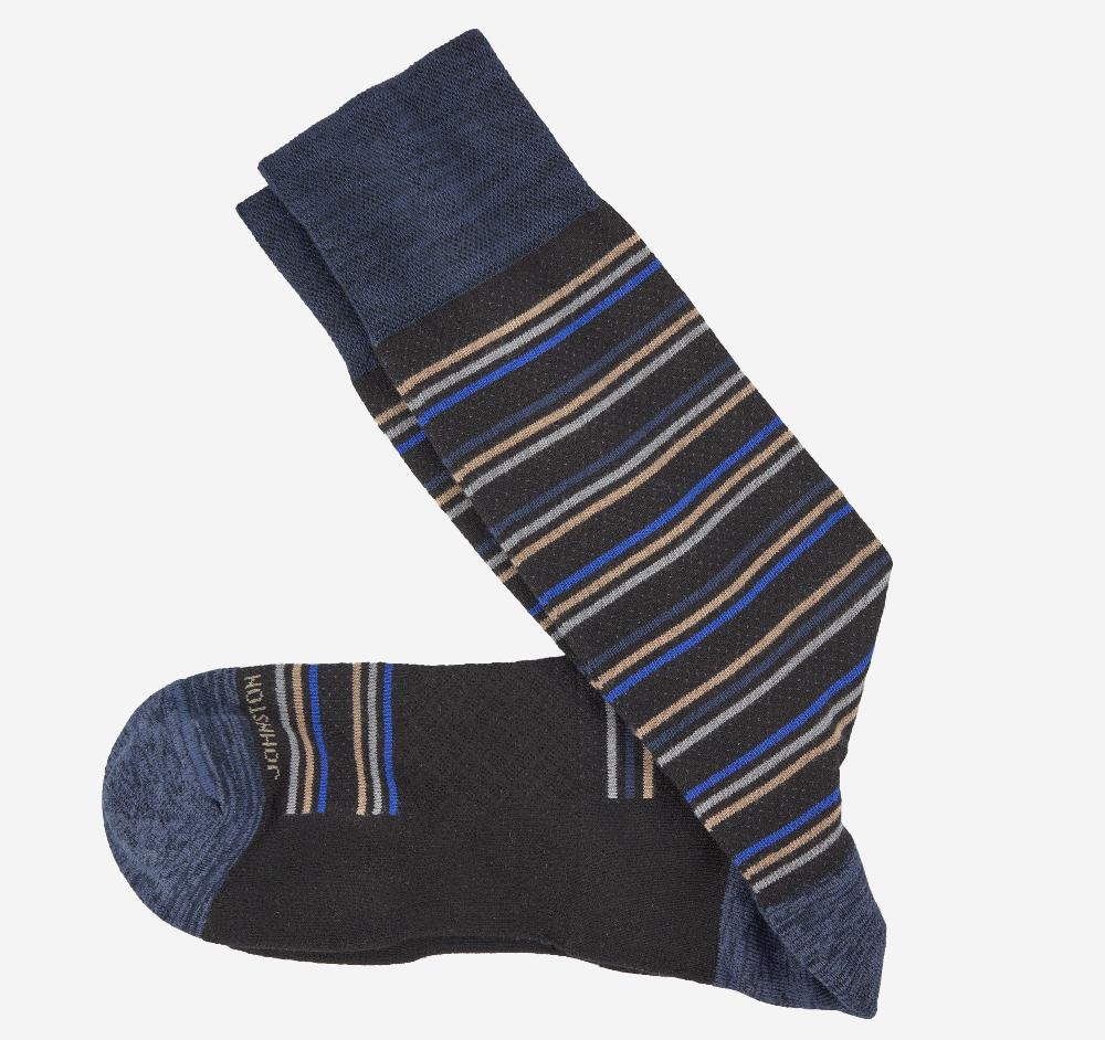 Johnston & Murphy First in Comfort Socks Black Multi Stripe