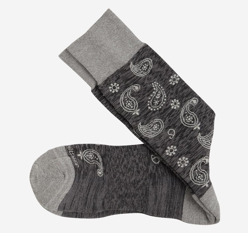 Johnston & Murphy First in Comfort Socks Charcoal Paisley