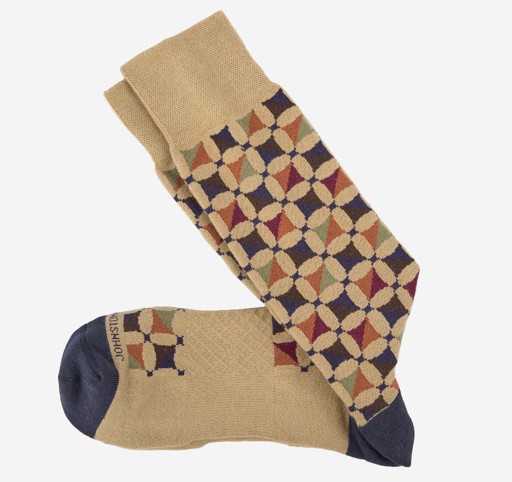 Johnston & Murphy First in Comfort Socks Khaki Multi Geo