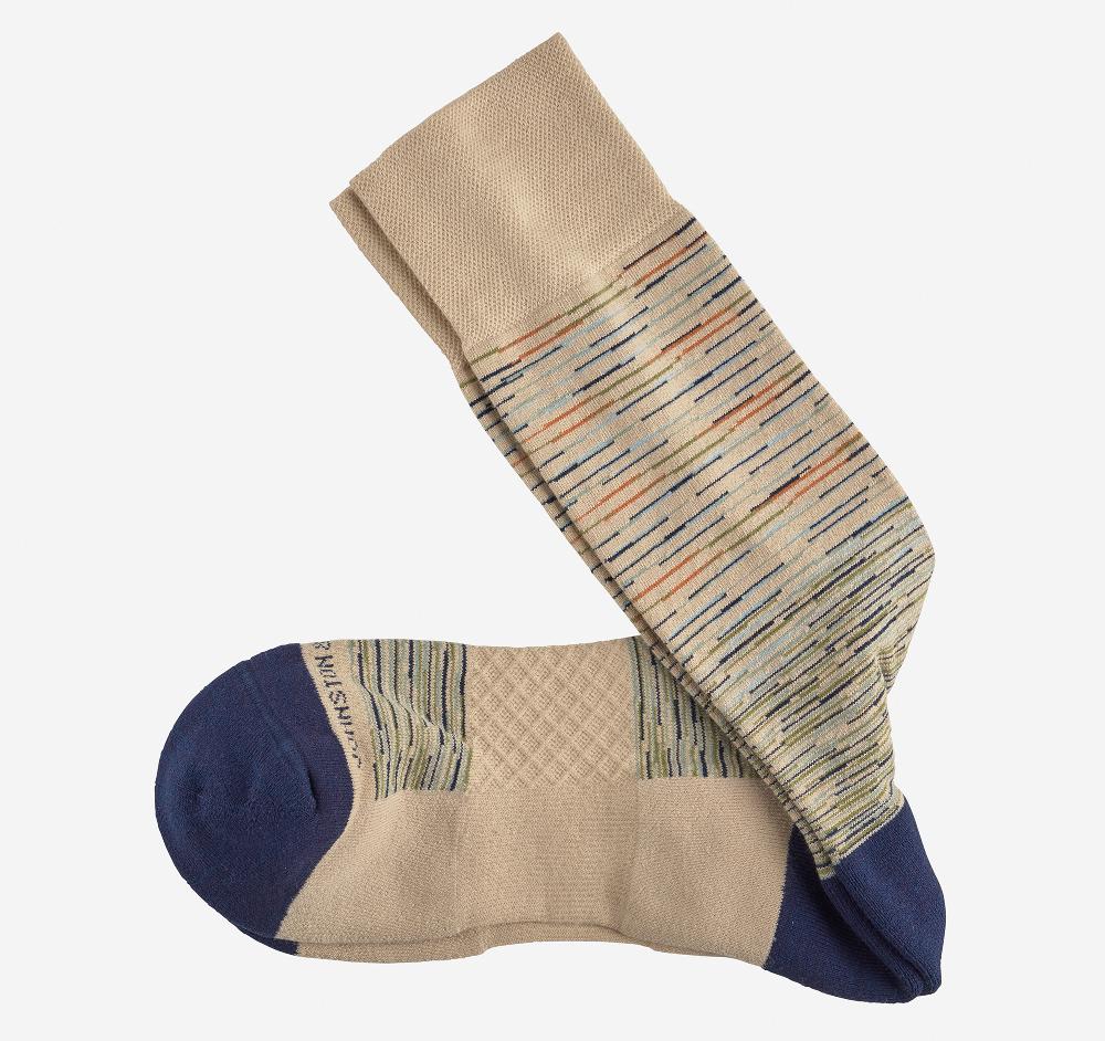 Johnston & Murphy First in Comfort Socks Khaki Space-Dyed Stripe