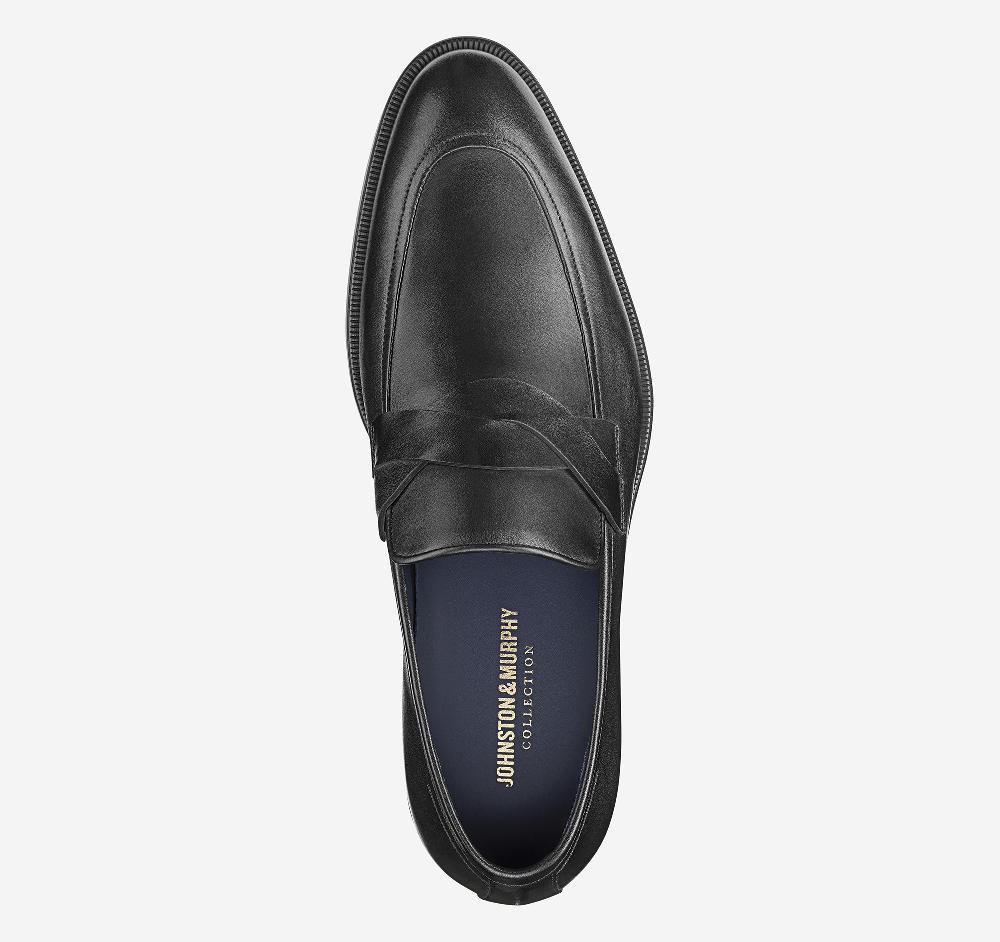 Johnston & Murphy Flynch Braided Strap Loafer Black Italian Calfskin