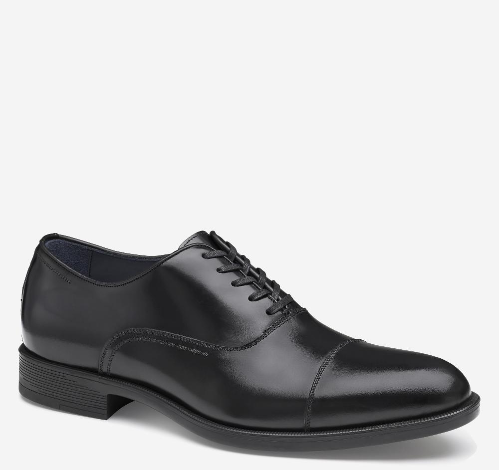 Johnston & Murphy Flynch Cap Toe Black Italian Calfskin