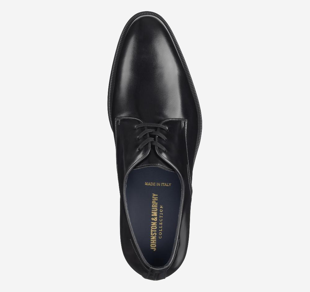 Johnston & Murphy Flynch Plain Toe Black Italian Calfskin