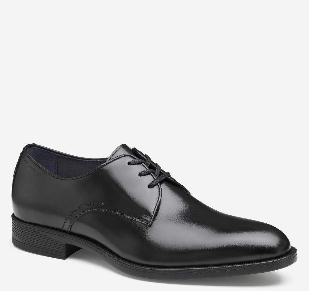 Johnston & Murphy Flynch Plain Toe Black Italian Calfskin