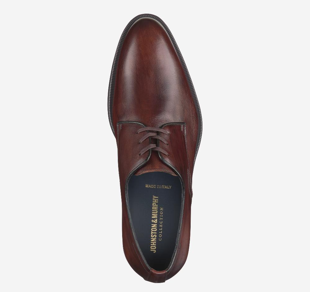 Johnston & Murphy Flynch Plain Toe Mahogany Italian Calfskin