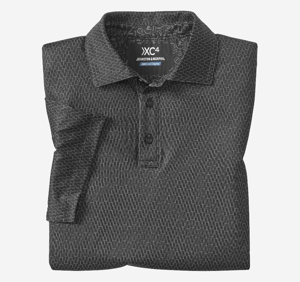 Johnston & Murphy Game Day XC4® Goal Post Print Polo Black