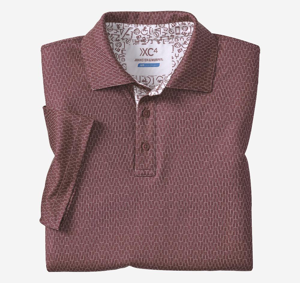 Johnston & Murphy Game Day XC4® Goal Post Print Polo Burgundy